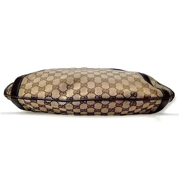 GUCCI Abbey Monogram Oversized Tan Canvas & Brown Leather Crossbody Shoulder Bag - Picture 7 of 17